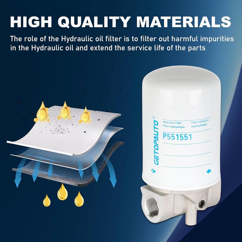 GETOPAUTO P561134 Head Assembly P551551 Hydraulic Filter Kit Compatible with AM106735 HH561134 CP-752-10 CP75210 - Image 4